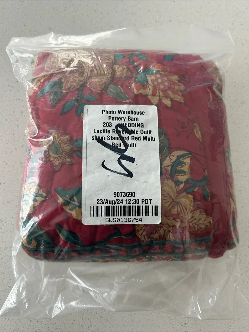 Pottery Barn Lucille Reversible Quilted Sham Standard Red 1 NWOT